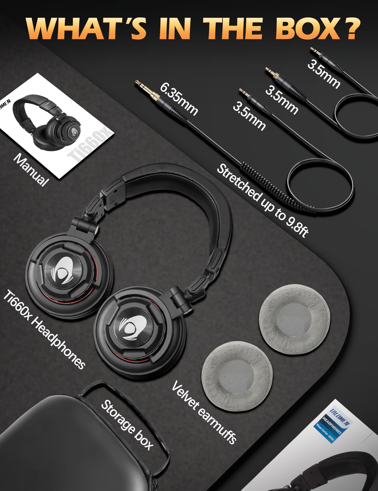 ヘッドホン Talomen ti660x Amazon.com: talomen Ti660X Over Ear Studio Headphones, Wired